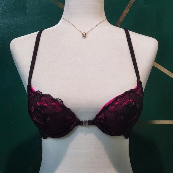 La Senza Black & Pink Crossback Strappy Bra 34A